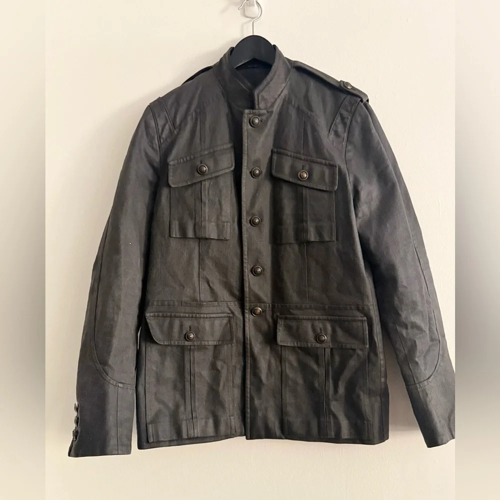 GUCCI Archival 2008 FW Runway Military Field Jacket Waxed Canvas Grey 50 L